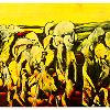 My father's burial II (Mixed paints and print making ink on canvas; 144cm X 70cm)