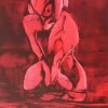 Title: The arrival (2011); Size: 98cm X 57cm; Medium: Print making ink, emulsion, fabric paint, liquin, linseed oil and oil on canvas; (22) [SOLD]
