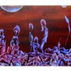 Family guardians (2012); 180cm X 90cm; Printmaking ink, oil paint, fabric paint and liquin on canvas.
