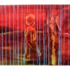 The sacred Msasa tree (2012); 180cm X 90cm; Printmaking ink, emulsion, oil paint, fabric paint and liquin on canvas (SOLD)