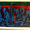 Title: Hezvoka! Nhasi tiripano mune mibvunzo here? (Now that we are here, what would you like to ask?) (2013); Size: 160cm X 100cm; Medium: print making ink, emulsion, fabric paint, liquin, linseed oil and oil on canvas.