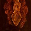 Title: Our beloved child, be strong, be gentle and you will feel the path you need to take (2013); Size: 61cm X 45.5cm; Medium: Print making ink, boiled linseed oil and oil on canvas. (Sold)