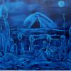 Death of the mermaid I/IV (2012); 2.4m X 1.55m; Printmaking ink, oil paint, fabric paint, linseed oil and liquin on canvas