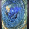 In search of peace and love (2010); 110.5cm x 89.5cm; Ink, dye, emulsion, fabric paint, liquin and oil on canvas (SOLD)