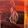 Title: Crossing over (2011); Size: 120cm X 90cm; Medium: Print making ink, emulsion, fabric paint, liquin, linseed oil and oil on canvas; (4)
