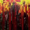 Rising of the ancestors (2012); Printmaking ink, fabric paint, oil paint, linseed and liquin on canvas (Not For Sale)