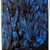 Title: From a distance (2013); Size: 101cm X 76cm; Medium: Print making ink, emulsion, fabric paint, liquin, linseed oil and oil on canvas; (28)