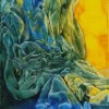 Do you believe we exist? (2010); 181cm x 72cm; ink, dye, emulsion, fabric paint, liquin and oil on canvas