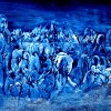 I can feel them but i can't see them (2009); 144cm x 79cm; Ink,dye, emulsion, fabric paint, liquin and oil on canvas (SOLD)