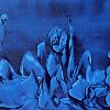 Title: Tiri kuzviona zvamuri kuita! (We can see what you are doing) (2013); Size: 129.5cm X 74cm; Medium: Print making ink, emulsion, fabric paint, liquin, linseed oil and oil on canvas; (34) (Not for Sale)
